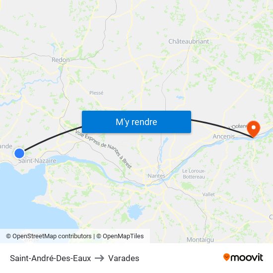 Saint-André-Des-Eaux to Varades map