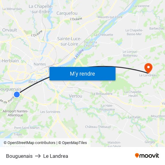 Bouguenais to Le Landrea map