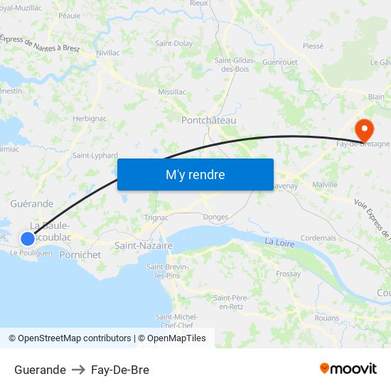 Guerande to Fay-De-Bre map
