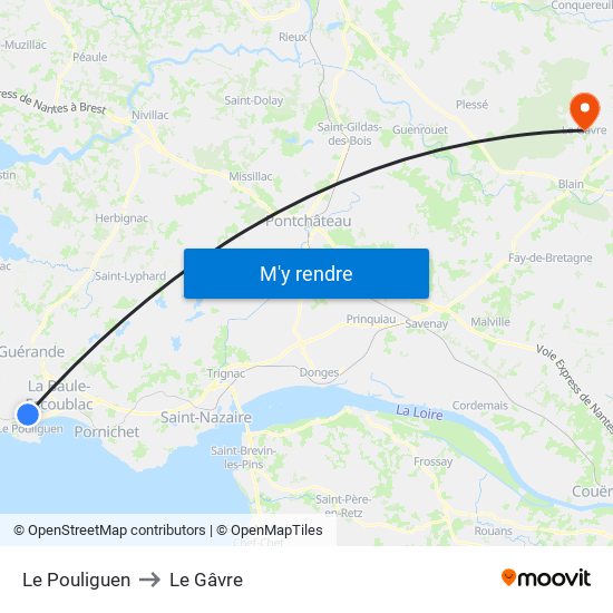 Le Pouliguen to Le Gâvre map