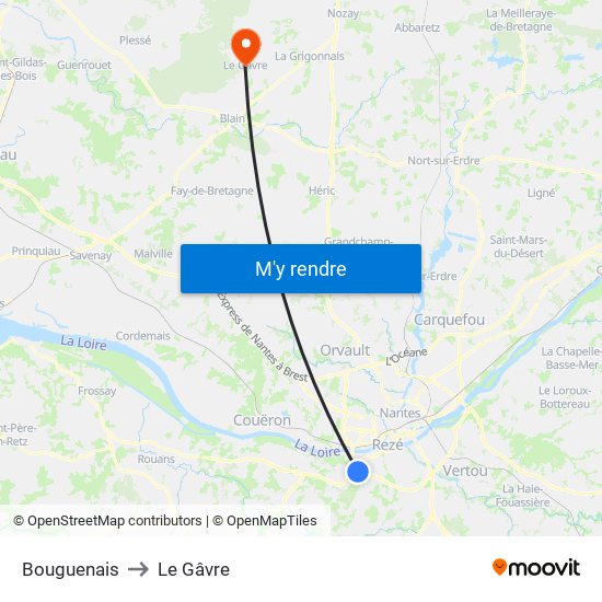 Bouguenais to Le Gâvre map
