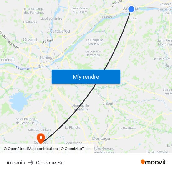 Ancenis to Corcoué-Su map