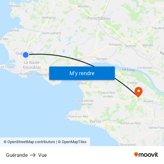 Guérande to Vue map