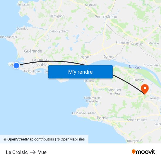 Le Croisic to Vue map