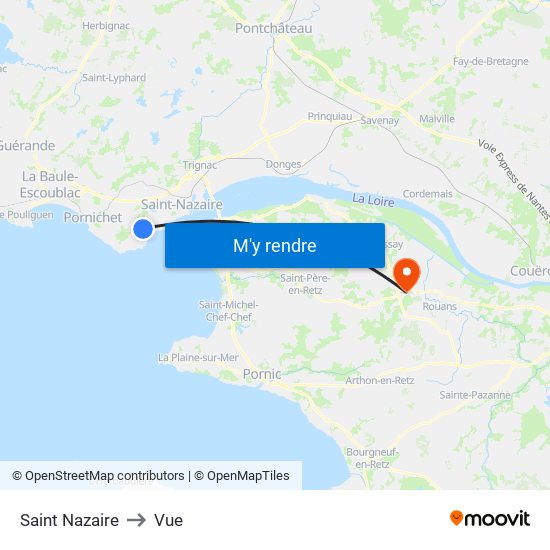 Saint Nazaire to Vue map