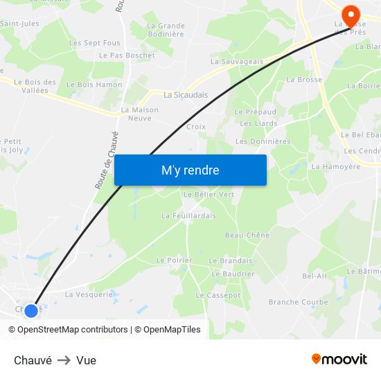 Chauvé to Vue map