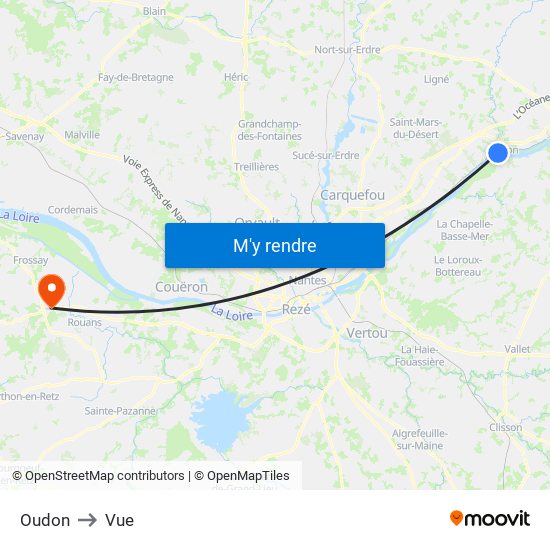 Oudon to Vue map