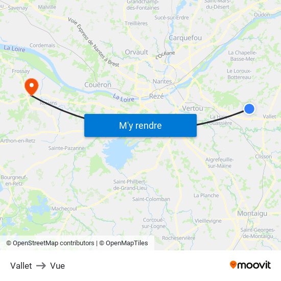 Vallet to Vue map