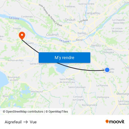 Aigrefeuil to Vue map