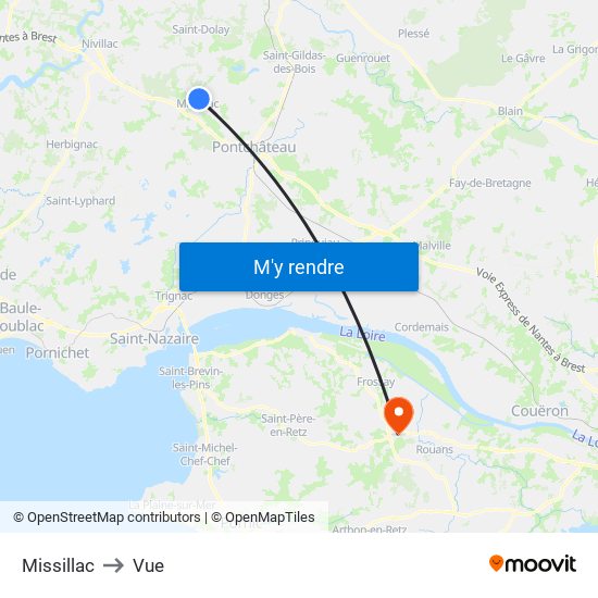 Missillac to Vue map