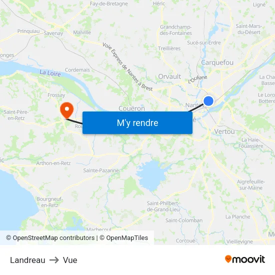 Landreau to Vue map