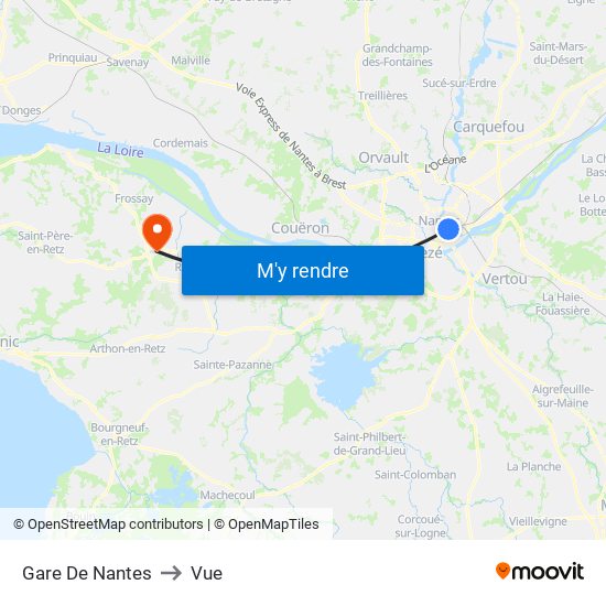 Gare De Nantes to Vue map