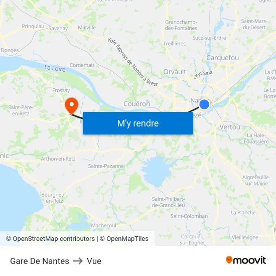 Gare De Nantes to Vue map