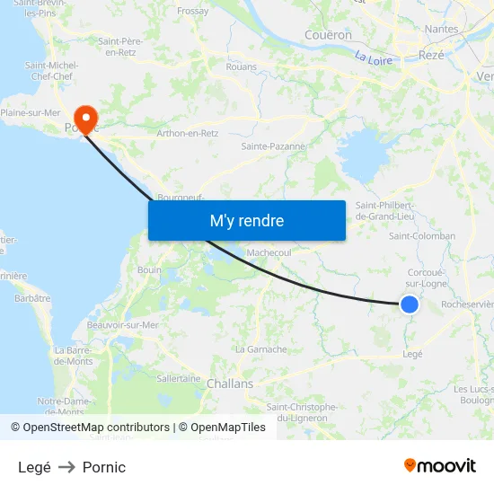 Legé to Pornic map