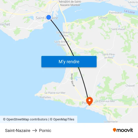 Saint-Nazaire to Pornic map