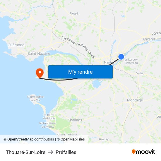 Thouaré-Sur-Loire to Préfailles map