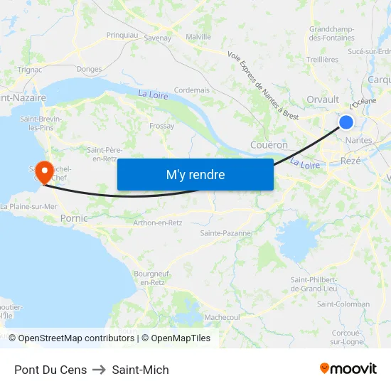 Pont Du Cens to Saint-Mich map