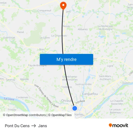 Pont Du Cens to Jans map