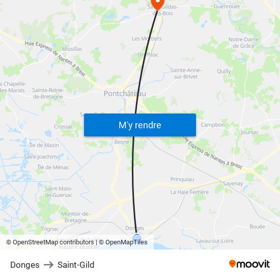 Donges to Saint-Gild map