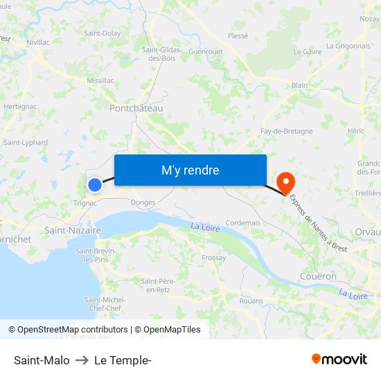 Saint-Malo to Le Temple- map