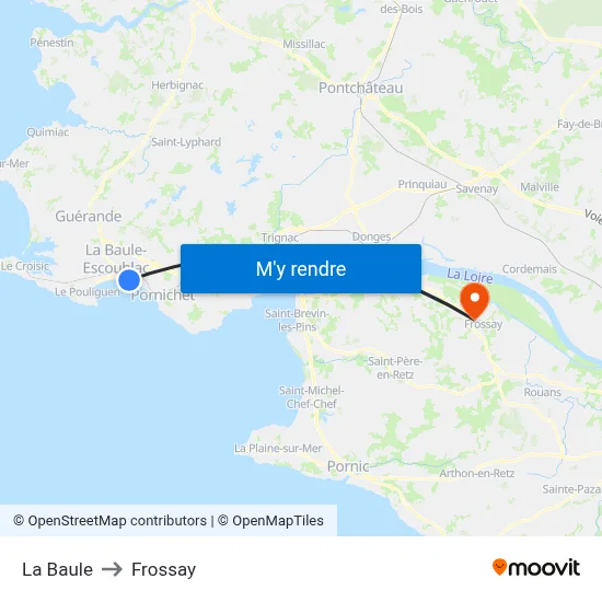 La Baule to Frossay map