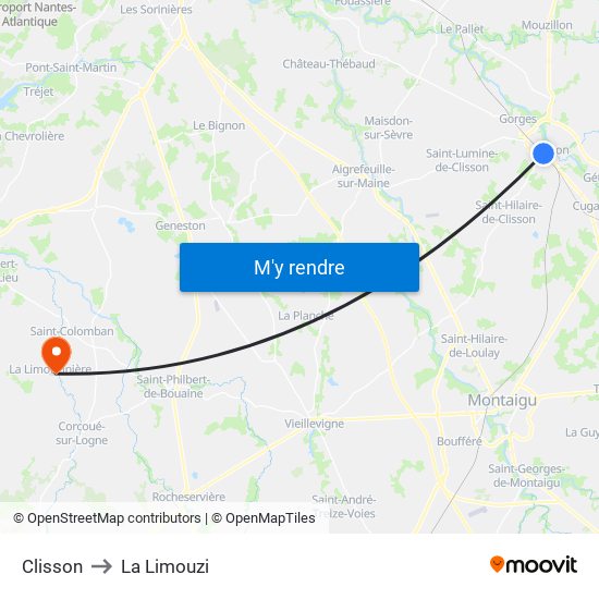 Clisson to La Limouzi map