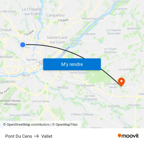 Pont Du Cens to Vallet map