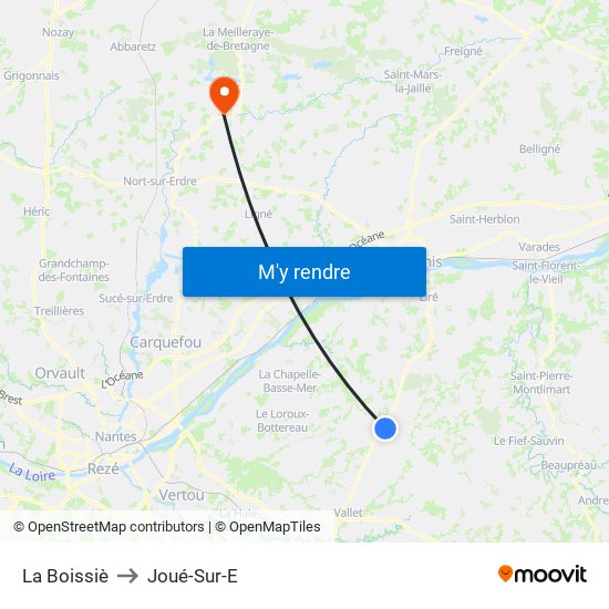 La Boissiè to Joué-Sur-E map