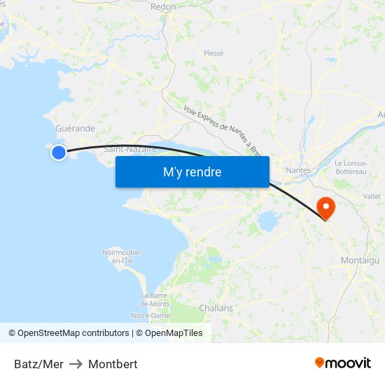 Batz/Mer to Montbert map