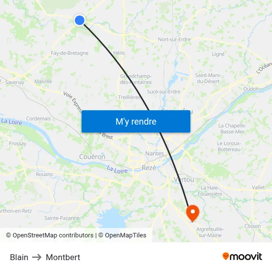 Blain to Montbert map