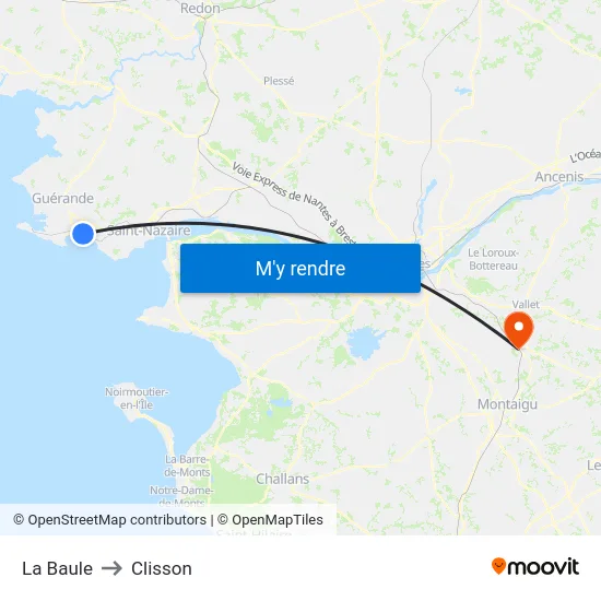 La Baule to Clisson map