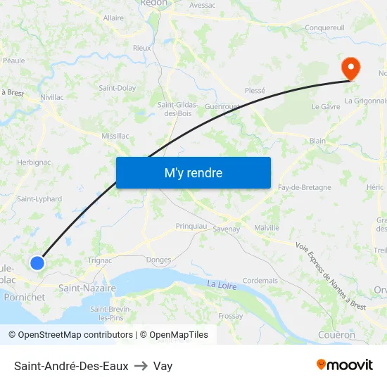 Saint-André-Des-Eaux to Vay map