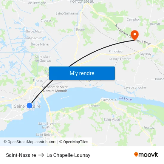 Saint-Nazaire to La Chapelle-Launay map