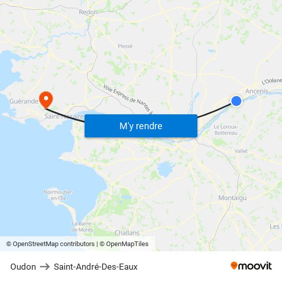 Oudon to Saint-André-Des-Eaux map