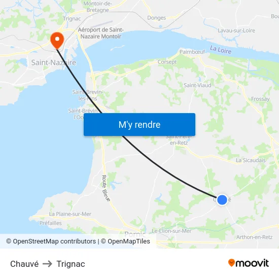 Chauvé to Trignac map