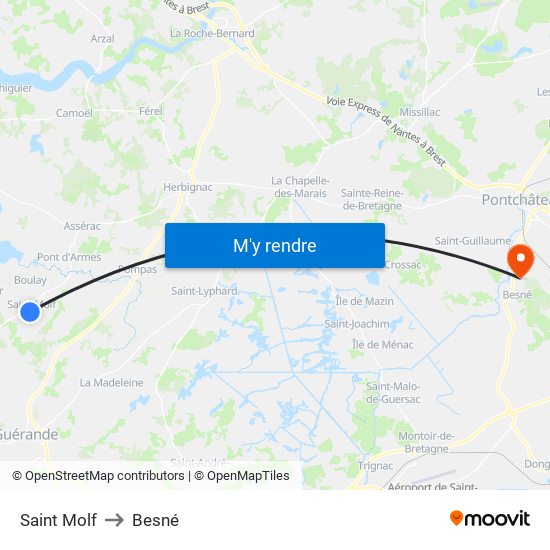 Saint Molf to Besné map