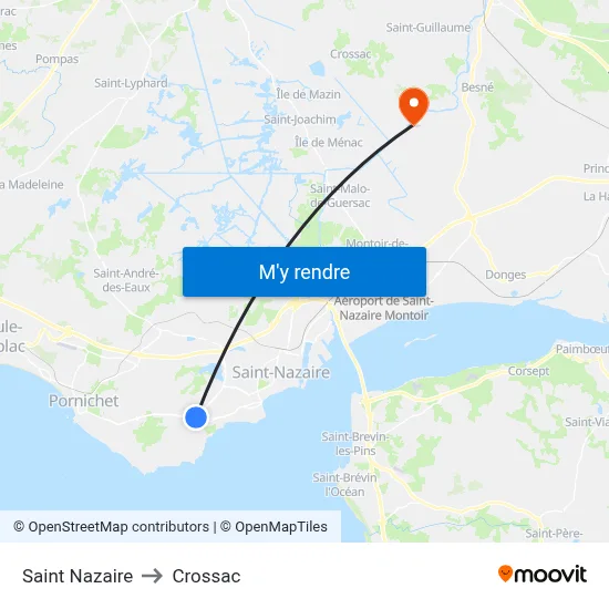 Saint Nazaire to Crossac map
