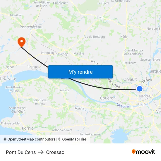 Pont Du Cens to Crossac map