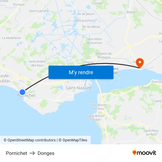 Pornichet to Donges map