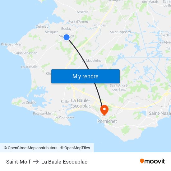 Saint-Molf to La Baule-Escoublac map