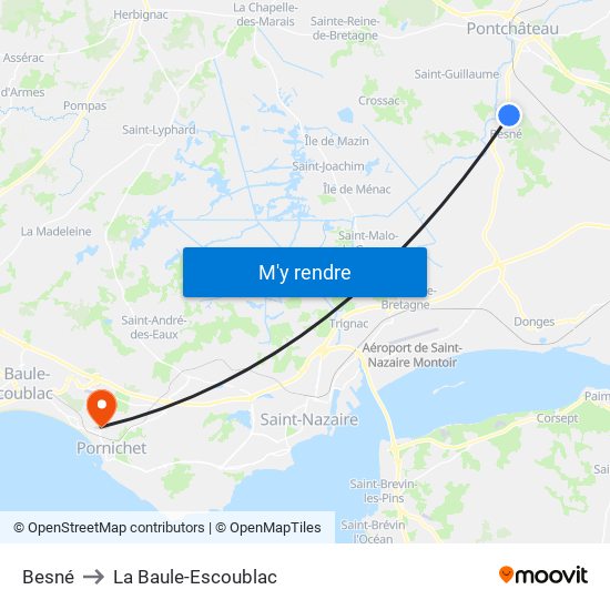 Besné to La Baule-Escoublac map