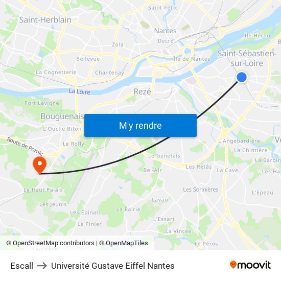 Escall to Université Gustave Eiffel Nantes map