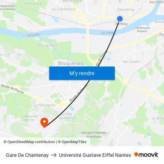 Gare De Chantenay to Université Gustave Eiffel Nantes map