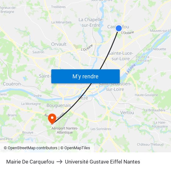 Mairie De Carquefou to Université Gustave Eiffel Nantes map