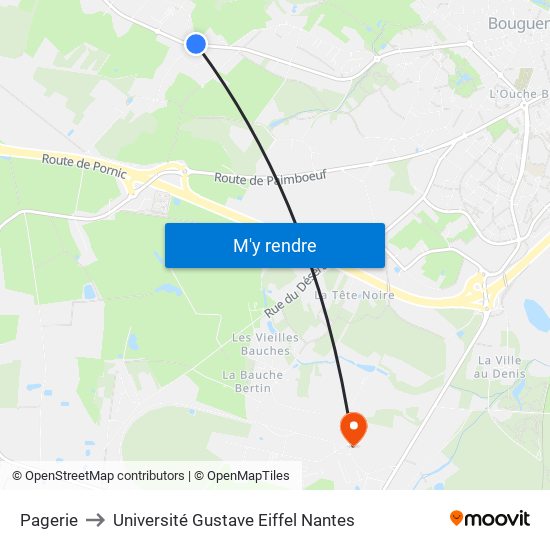 Pagerie to Université Gustave Eiffel Nantes map
