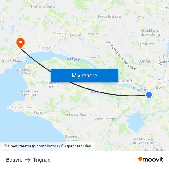 Bouvre to Trignac map