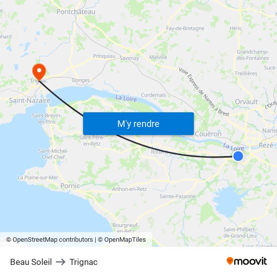 Beau Soleil to Trignac map
