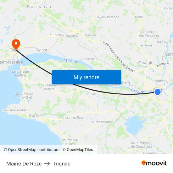 Mairie De Rezé to Trignac map
