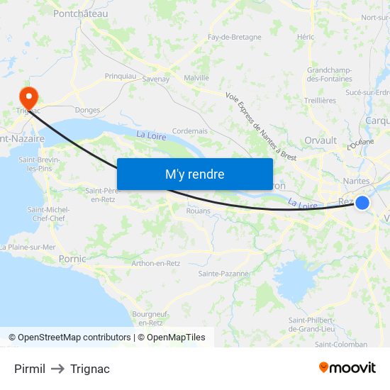 Pirmil to Trignac map