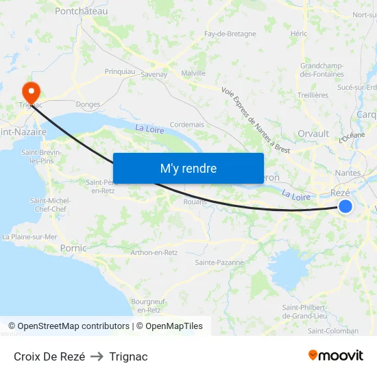 Croix De Rezé to Trignac map